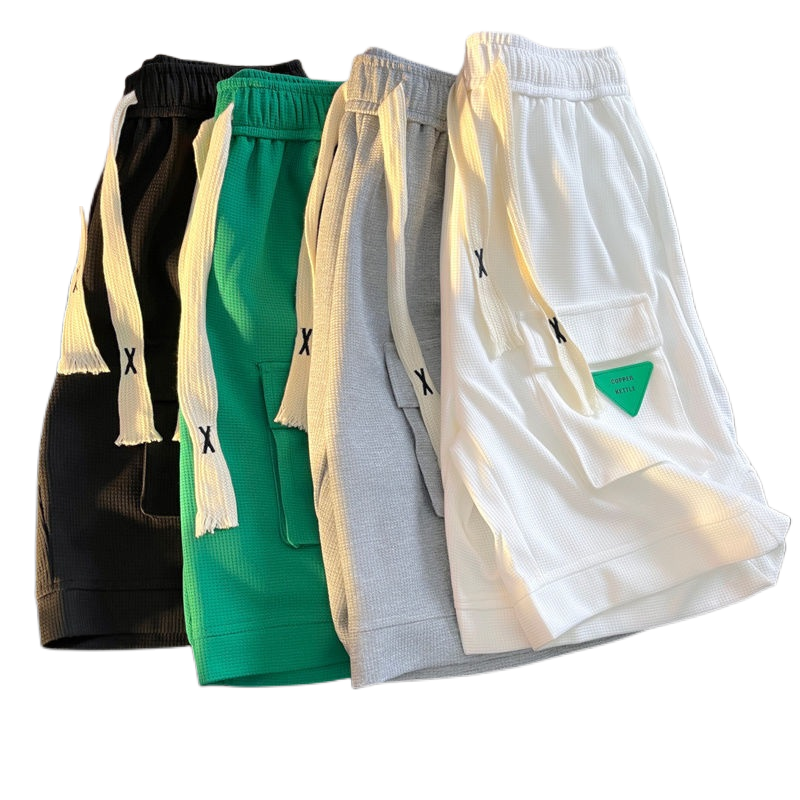 WOOG2005夏季新款立体多口袋工装松紧系绳短裤男大码中裤男裤子潮