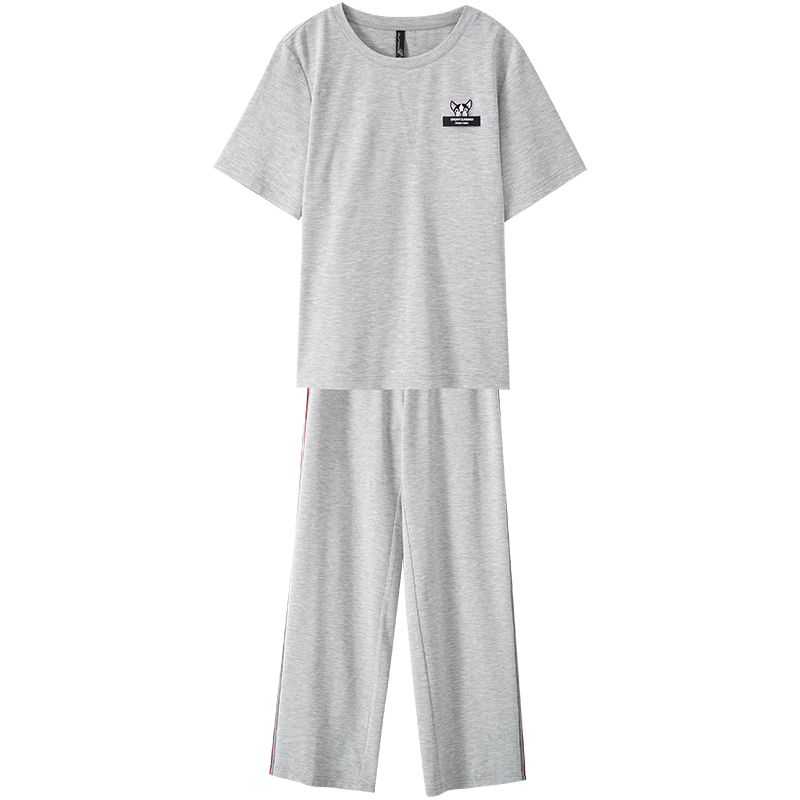 OUNIXUE欧昵雪 | [休闲风运动两件套]夏季简约短袖上衣宽松阔腿裤女式套装