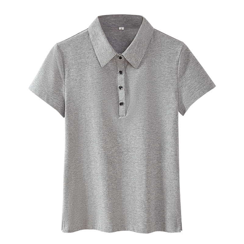 秋壳polo领短袖T恤女装刺绣字母设计感撞色字母c新款夏t桖衫洋气