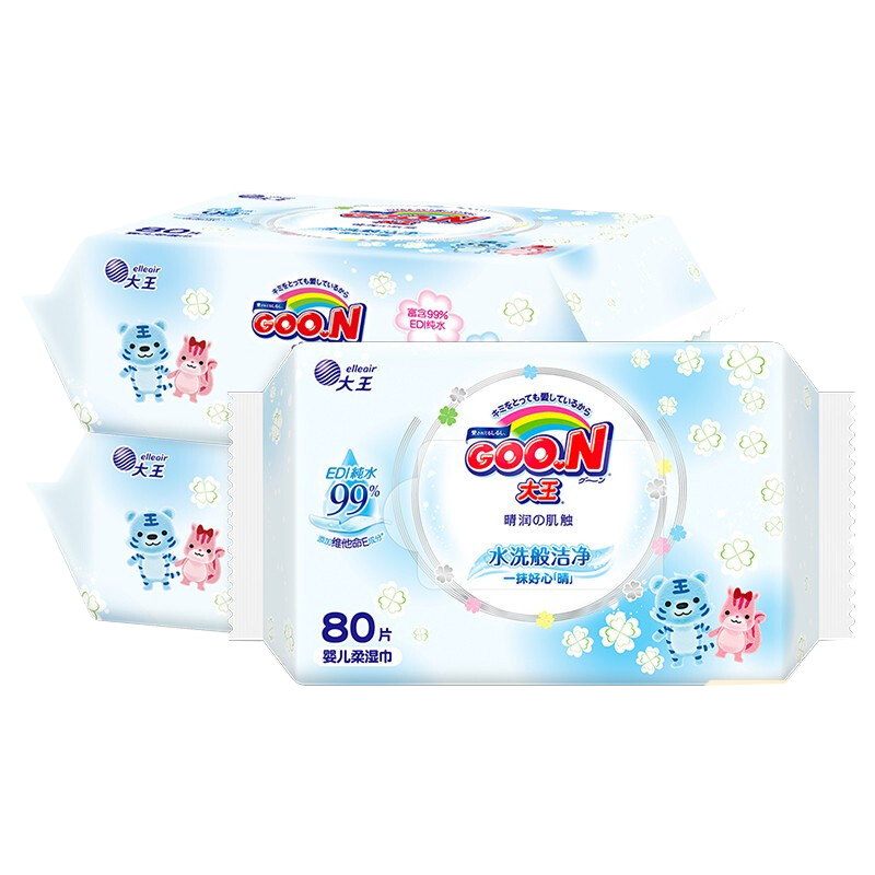 大王(GOO.N) 湿巾 婴儿护肤柔湿巾 晴润系列80片*9包