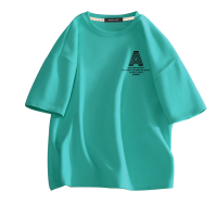 真维斯短袖男夏季小众设计感男生衣服青少年ins港风湖蓝色男装t恤D