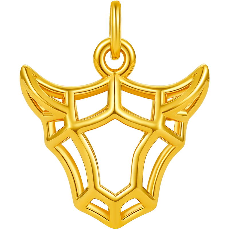 周大生黄金牛魔王西游记牛年新品镂空时尚潮流酷吊坠 西游文化