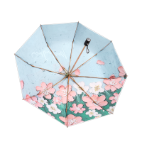 美度MAYDU双层防晒遮阳伞防紫外线女折叠雨伞两用加大加固防风晴雨伞ins三折太阳伞M3112