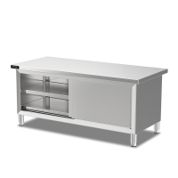 乐创(lecon)商用平移工作台 打荷台储物柜 单通201不锈钢 1500*600*800mm L-JG-QYP156