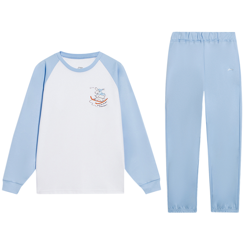 李宁童装套装男女大童运动生活系列套头长袖秋季青少年运动套装