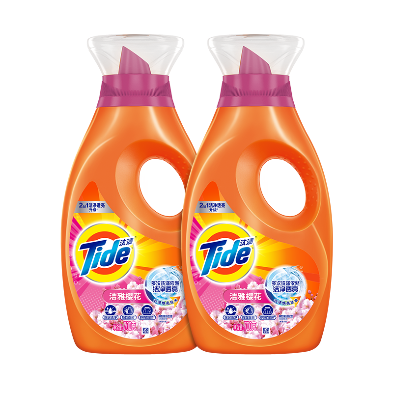 汰渍2合1护色防串色樱花洗衣液700g*2支装