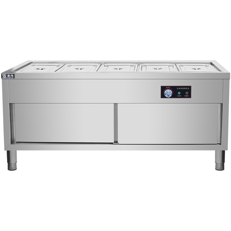 圣托(Shentop)保温售饭台 五格快餐台保温汤池柜式 不锈钢保温菜台商用 DJA01