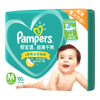 帮宝适(Pampers)超薄干爽透气婴儿尿不湿中号纸尿裤M100片[6-11kg]