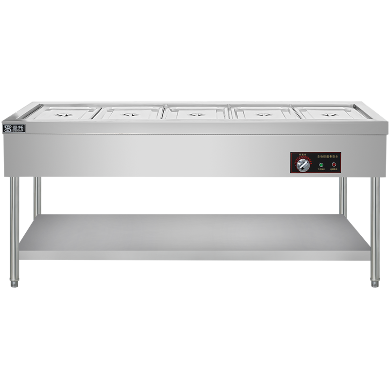 圣托(Shentop)保温售饭台可组装 五盆快餐台保温汤池立式 不锈钢保温菜台商用 DJA03