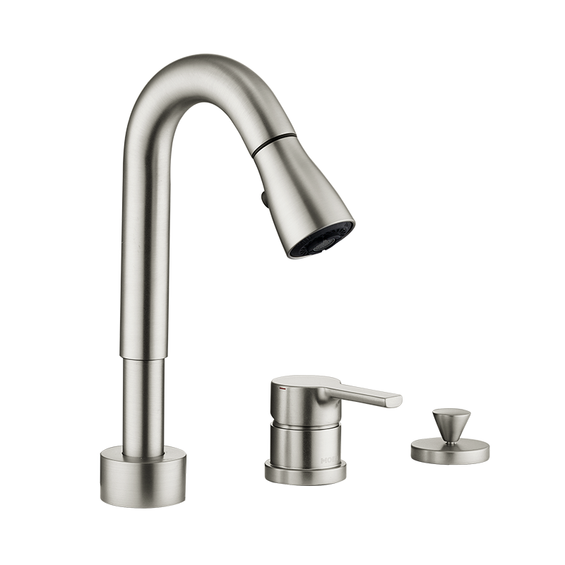 摩恩(MOEN)卫生间抽拉洗脸盆洗头卫浴双把三孔台盆面盆冷热水龙头 89121