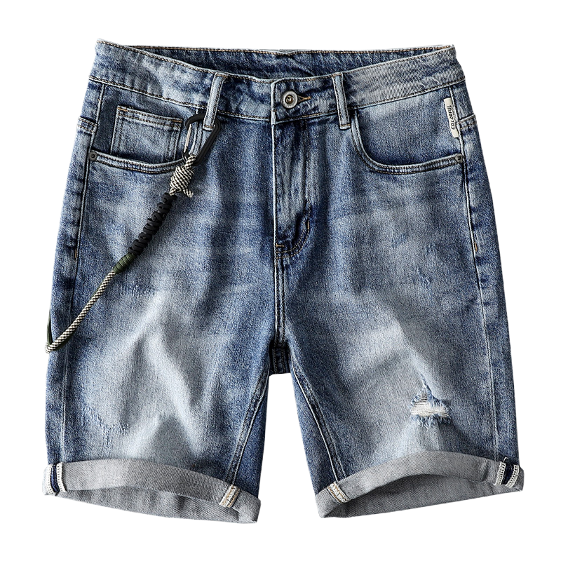 真维斯2022夏季美式牛仔短裤高街薄款男装宽松复古磨破直筒五分裤