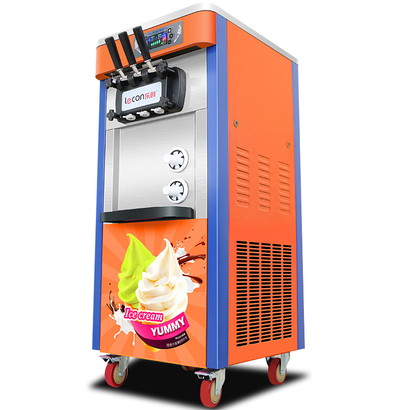 乐创(Lecon)冰淇淋机商用立式全自动甜筒机台式冰激凌机台式雪糕机器 立式橙色-松下压缩机