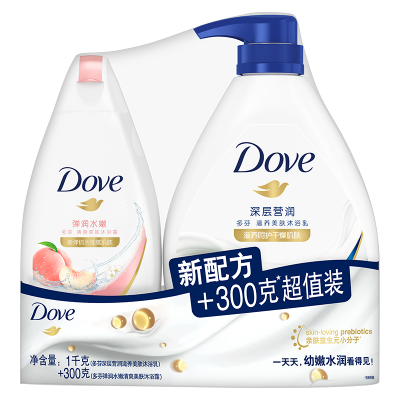 多芬滋养沐浴露深层男女士清洁乳深层营润+弹润水嫩(1000+300)G新老包装随机发货
