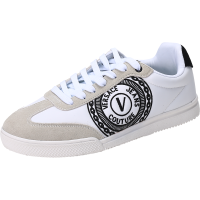 Versace Jeans Couture范思哲 男士徽标刺绣织物配皮系带休闲运动鞋板鞋 71YA3SO2 ZS095