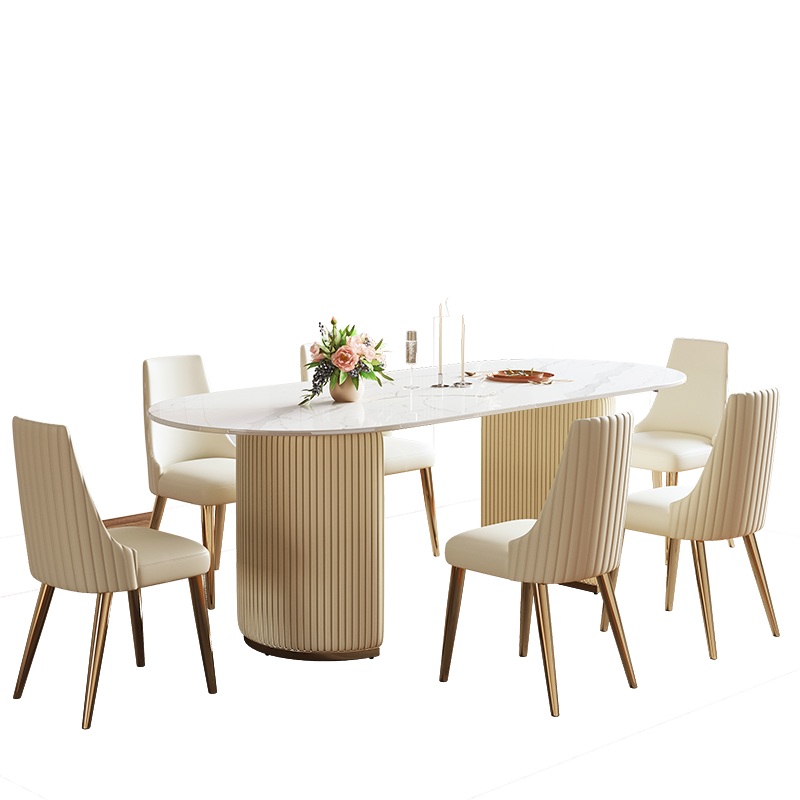 锐取 餐桌 意式轻奢高档亮光岩板餐桌椅组合现代简约家用长方形饭桌时尚餐厅大理石方桌用餐桌
