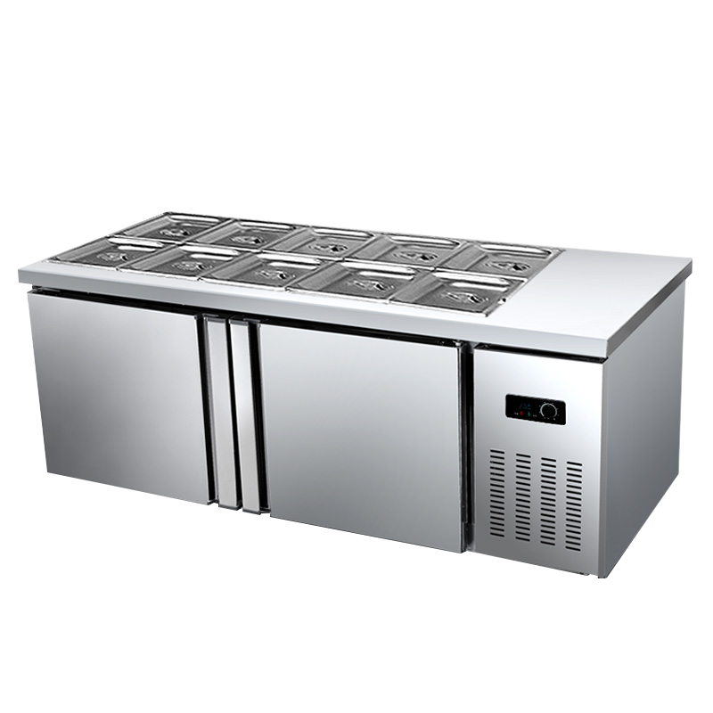 乐创电器(Lecon)开槽沙拉台冷藏柜保鲜柜冷冻柜点菜柜保鲜工作台操作台定制 冷冻款 2.0米 可选60/70/80宽