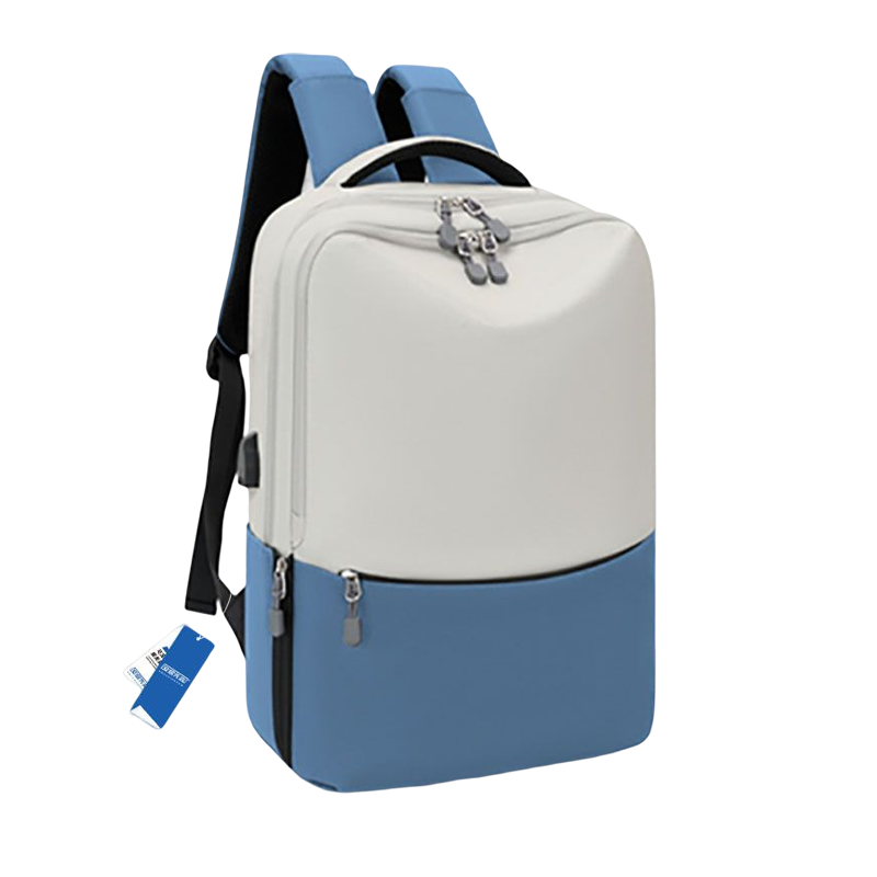 安居先森B009-1简约休闲电脑背包32*42*15防水牛津布蓝色