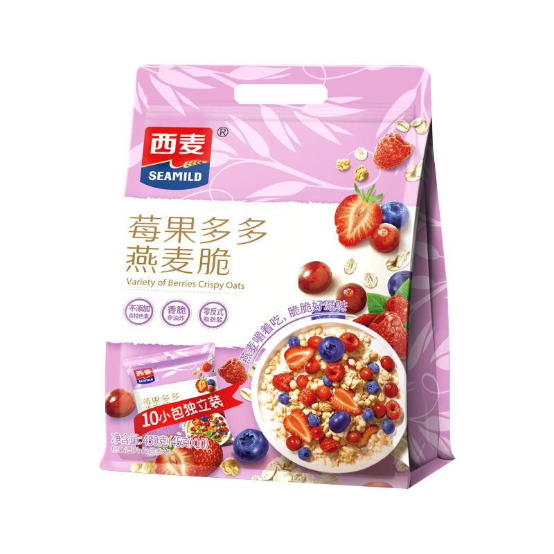 [水果燕麦]西麦莓果多多燕麦脆450g*3袋装即食早餐懒人速食代餐坚果干吃燕麦零食