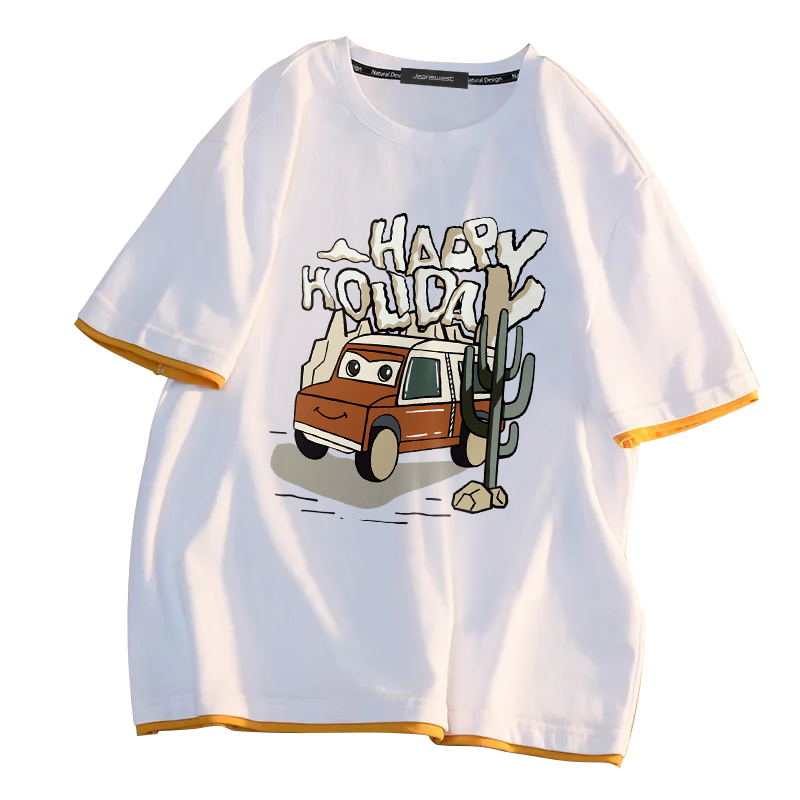 真维斯假两件短袖t恤女2022夏季新款韩版潮流ins宽松纯棉半袖体恤