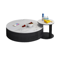 抖鹰 北欧轻奢设计师组合茶几 INS风岩板圆型茶几 小户型客厅简约茶几