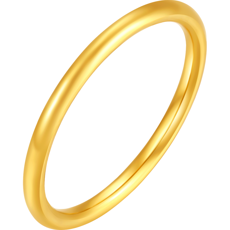 周大生黄金戒指女足金三生三世简约情侣素光圈实心指环