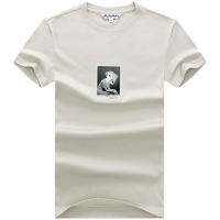 马克华菲短袖T恤男士2022夏季新款趣味人物图案印花浅卡其色