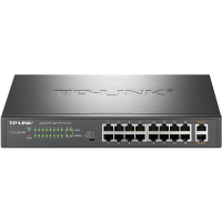 TP-LINK TL-SL2218MP POE交换机网线供电16口百兆千兆端口上联48V电脑办公商用监控摄像头供电云管理