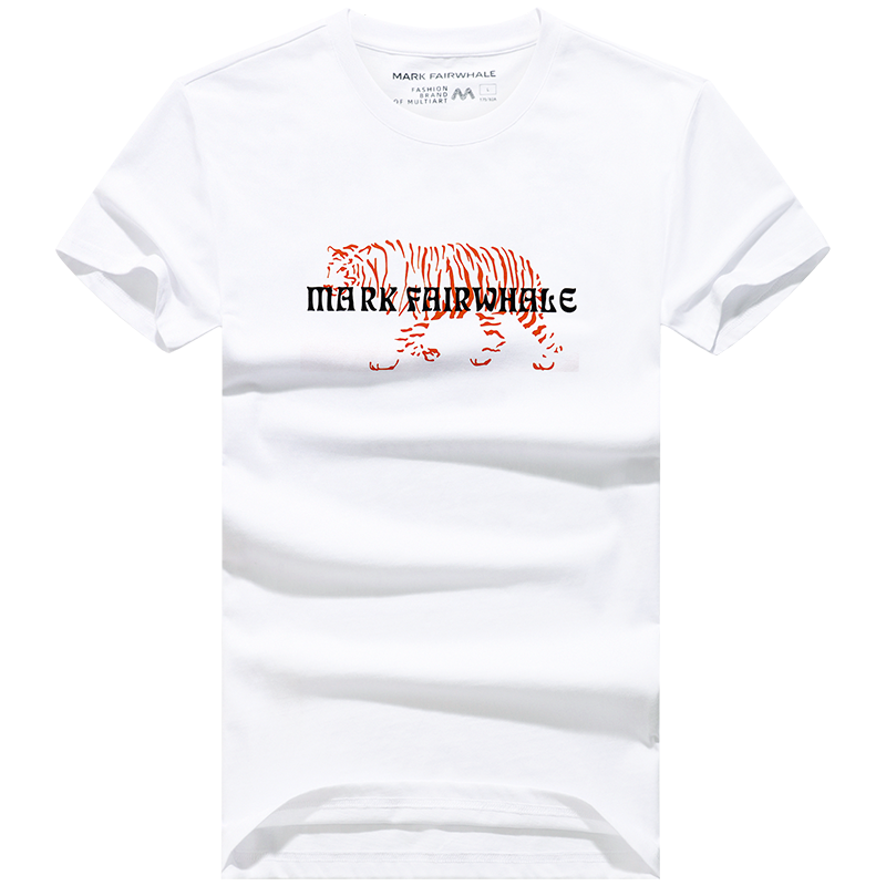 马克华菲短袖t恤男2022夏季新款白色印花字母压印纯棉上衣潮牌白t