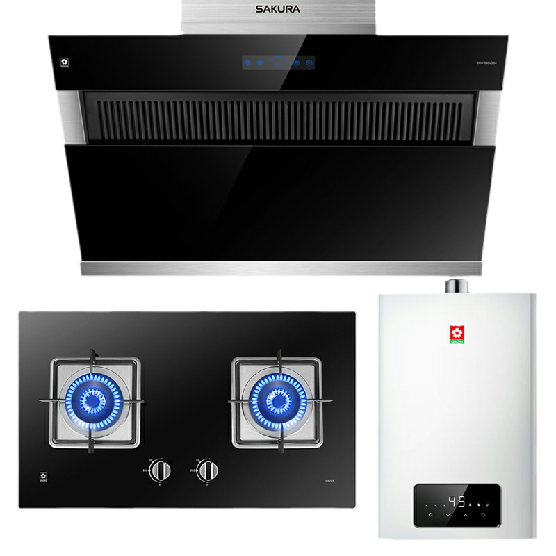 樱花(SAKURA)烟灶套餐抽油烟机燃气热水器燃气灶具煤气灶台双层油网烟厨电套装JA06+BGC1T+007S天然气