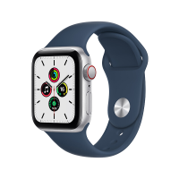 MKQV3CH/A Apple Watch SE 40毫米 GPS+蜂窝版 银色铝金属表壳深邃蓝色运动型表带