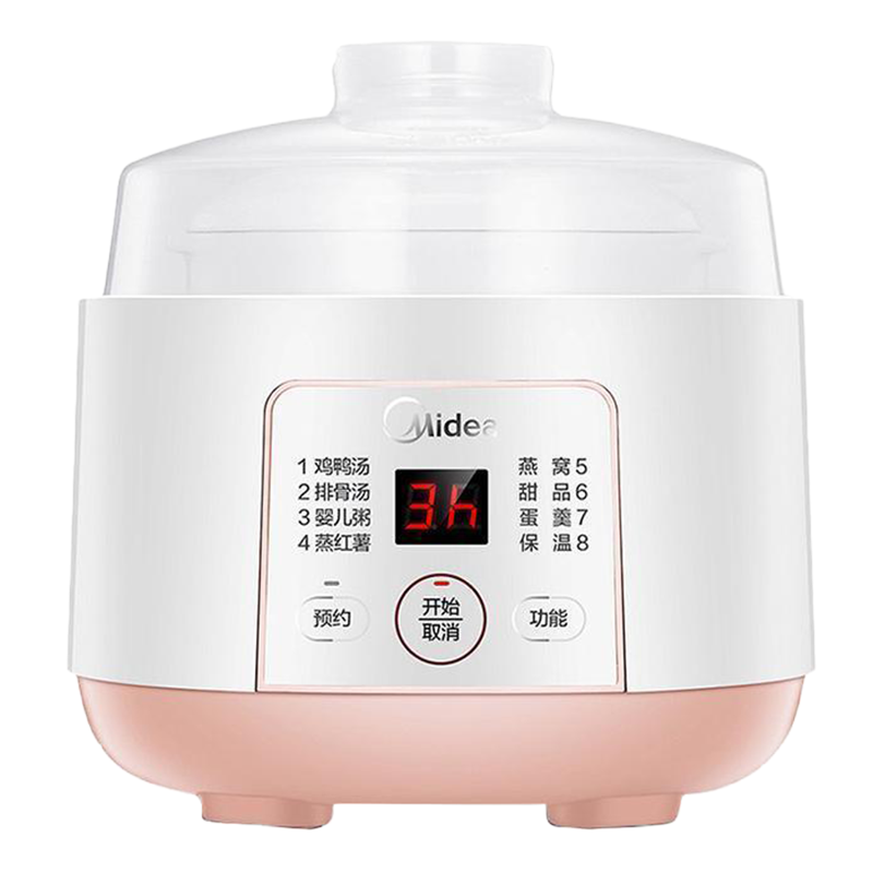 美的(Midea)电炖锅 隔水炖煲汤锅 七大烹饪功能电砂锅 白瓷内胆 防干烧迷你电炖盅 DZ08Easy101