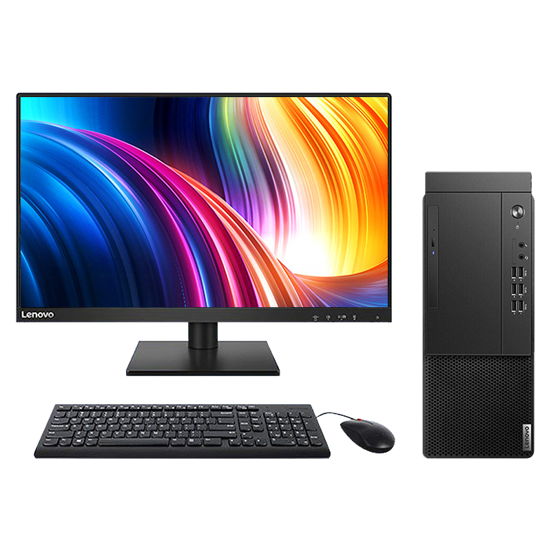 联想(lenovo)启天M437 商用台式机电脑(定制:i7-10700/8GB/1TB+256GB/集显/27英寸显示器)商用办公台式机电脑整机