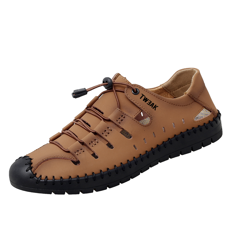 TWEAK品牌男鞋夏季新款真皮透气休闲鞋户外包头凉鞋王