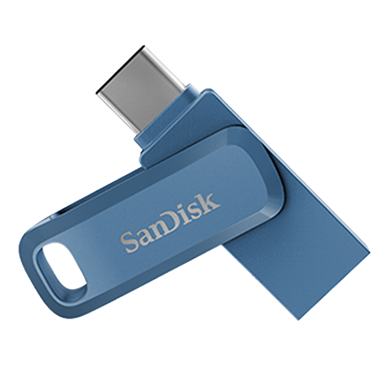 闪迪(Sandisk)128GB U盘 至尊高速酷柔Type-C接口手机电脑两用双接口OTG内存扩容 蓝色