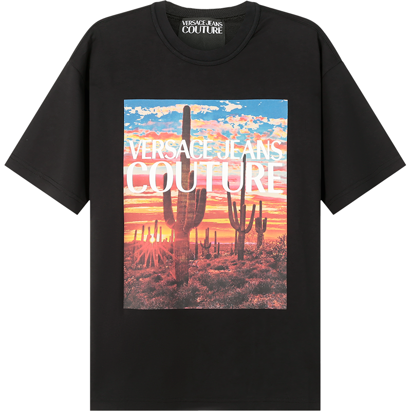 范思哲 VERSACE JEANS COUTURE 男士棉质圆领短袖T恤72GAHP11 CJWAP