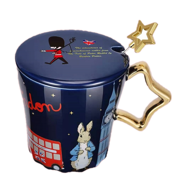 (集采)苏宁宜品高端陶瓷骨瓷茶杯茶具水杯客厅家用下午茶手工描金国色天香滤茶盖杯礼品盒装送礼450毫升