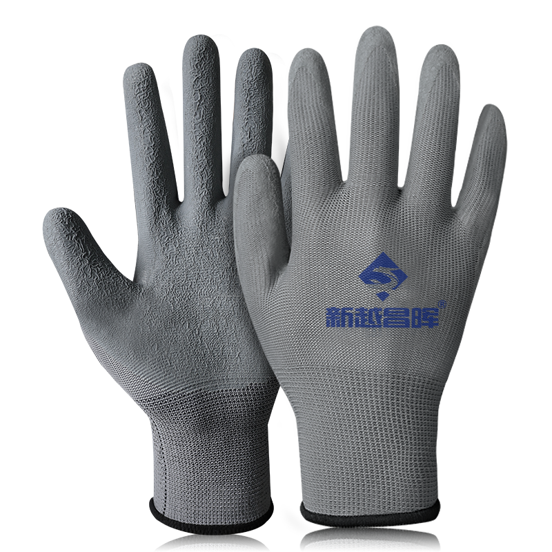 新越昌晖浸胶皱纹手套 涂掌涂层丁腈手套 劳保手套 防滑耐磨透气防护工地工作劳动干活手套36副/均码XY-S2215