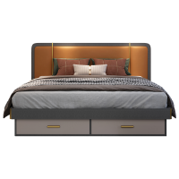 梵宜 北欧皮床轻奢现代简约床实木床1.5m1.8米轻奢床主卧双人科技布床C016