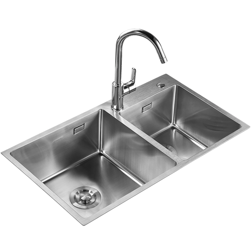 九牧(JOMOO)厨房手工槽水槽304不锈钢加厚大单槽套餐家用台下洗菜盆洗碗池