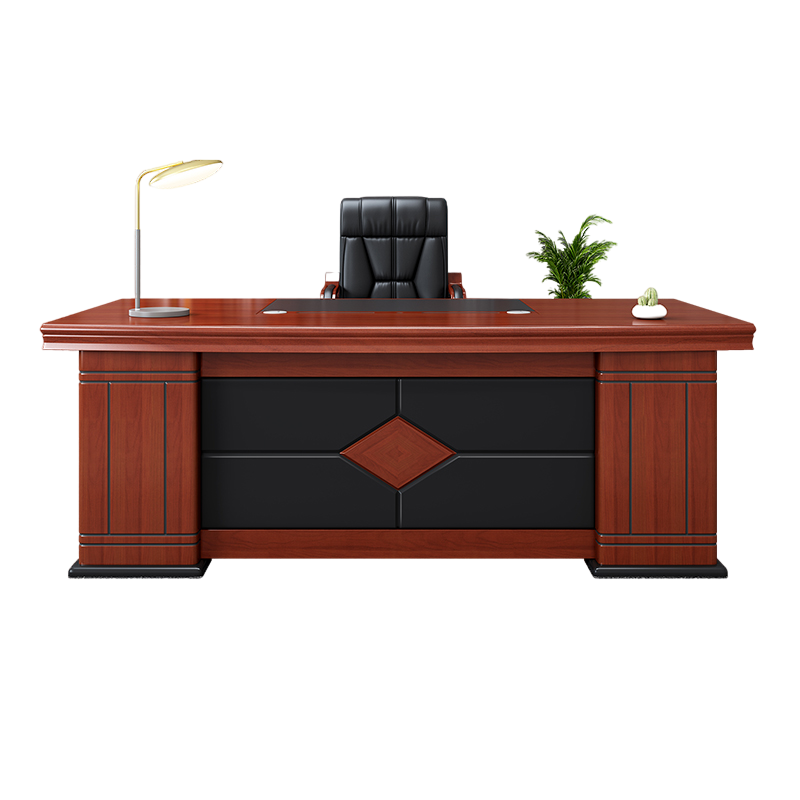 洛港 老板桌总裁桌大班台单人主管经理桌现代中式办公桌椅组合办公桌