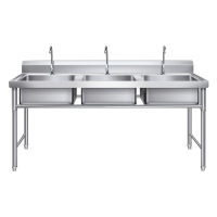 意黛斯(YIDAISI) 商用不锈钢水槽 三星水池 洗菜盆洗碗池 三池 1200*600*800+150 201不锈钢