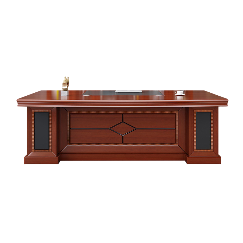 洛港 老板桌办公桌大班台主管经理桌椅组合现代中式总裁桌带副柜办公桌