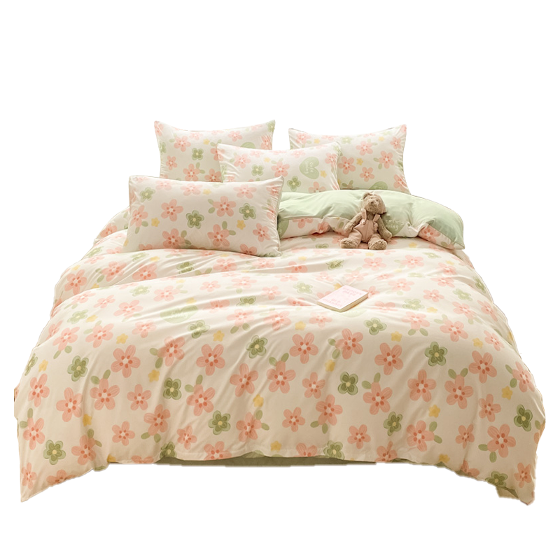 小清新芙蓉棉四件套ins风少女公主裸睡床单被套学生宿舍床上用品