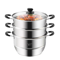 美厨(maxcook)304不锈钢蒸锅 三层复底 燃气炉电磁炉通用26/28/30cm