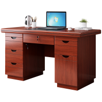 洛港 单位办公室油漆实木贴皮办公桌1.4米电脑桌台式桌带抽屉主管桌1.2米经济型单人办公桌