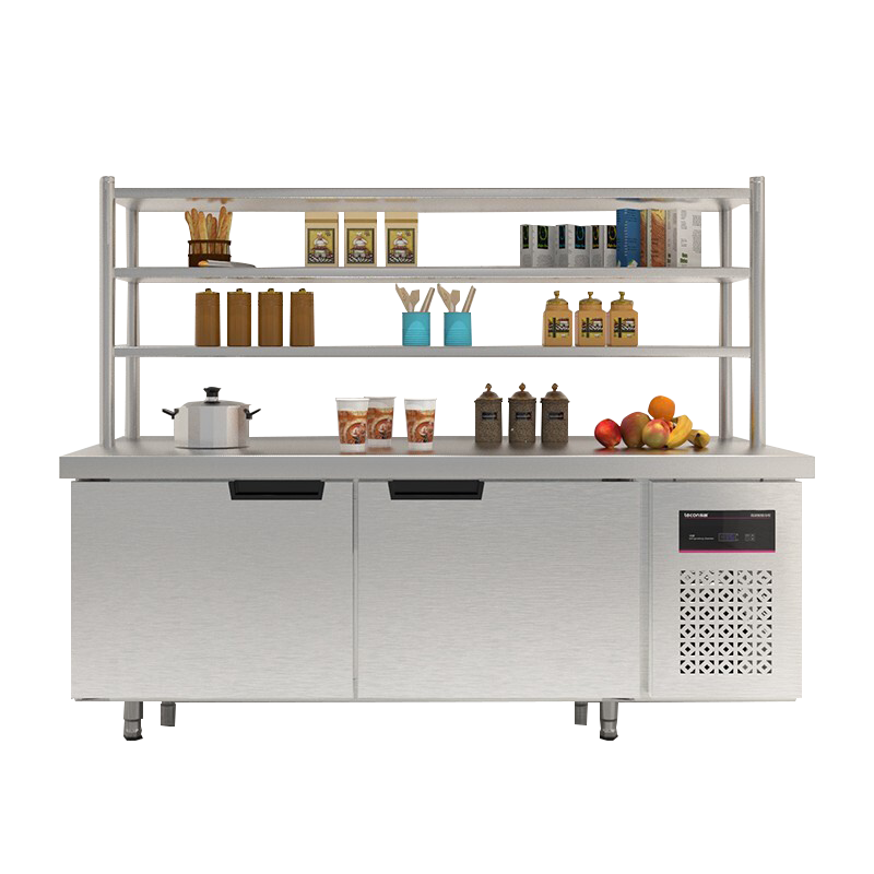 乐创电器(Lecon)商用冷藏工作台冰柜冷冻柜 保鲜柜平冷操作台饭店冰箱 2000*800*800 全冷藏(带三层层架)