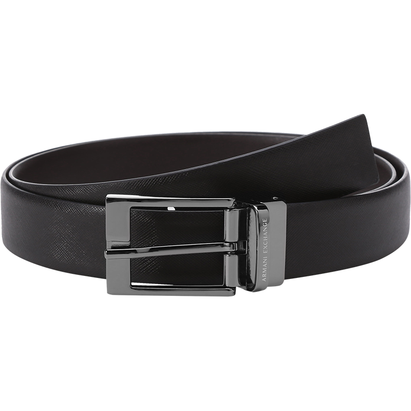 阿玛尼 ARMANI EXCHANGE 男士牛剖层移膜革/聚氨酯可裁剪针扣式双面腰带951060 CC236