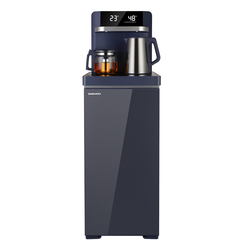 大宇(DAEWOO) 防溢水茶吧机家用全自动智能防干烧冰热两用双出水带遥控下置水桶一体门板立式饮水机新品[午夜篮]