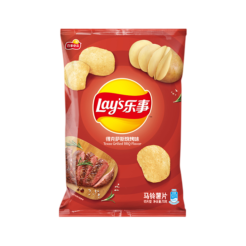 乐事得克萨斯烧烤味(GOLD)70克*8包休闲零食办公室下午茶追剧