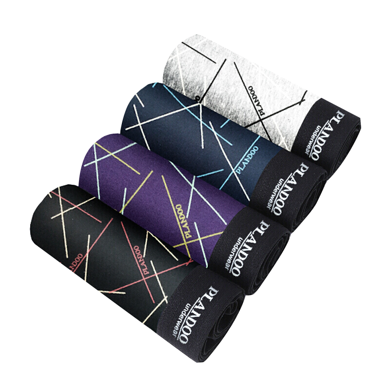 帕兰朵平角内裤四角冰丝透气印花潮中腰裤头舒适男士时尚透气短裤衩